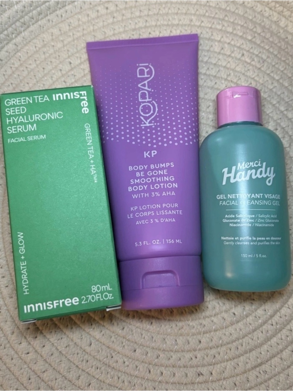 Skincare Bundle InnisFree Serum, Kopari Body Lotion & Merci Handy Cleansing Oil